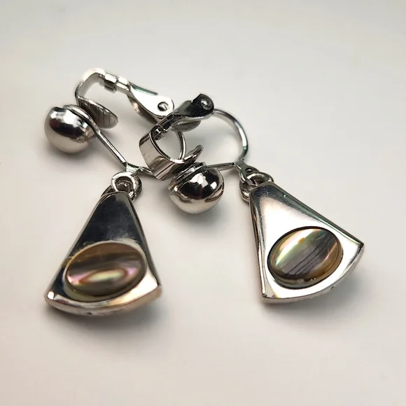 Park Lane Abalone Clip on earrings VTG 80s - Picture 11 of 11